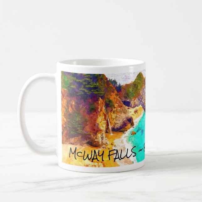 Café CACHOEIRA DE McWAY ~ BIG SUR  CA Caneca (Esquerda)
