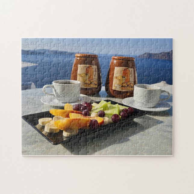 Café, café da manhã e um quebra-cabeça da vista (Horizontal)