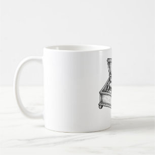 Café Caixa de Música Vitoriana Gravada Caneca Antiga Vi