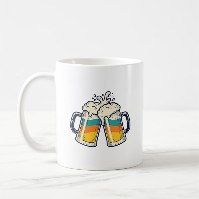 Café Camisa Vector de Caneca de Cerveja Arco-Íris Vinta (Esquerda)