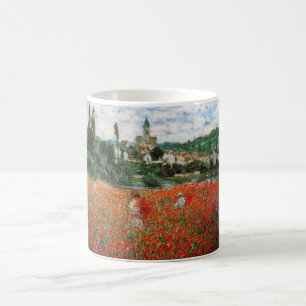 Café Campo de Monet da caneca vermelha das papoilas