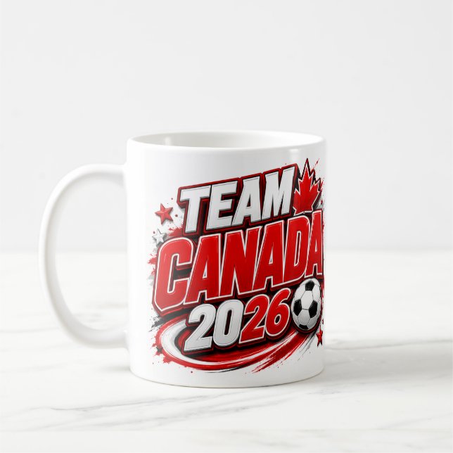 Café CANADÁ TIME 2026 Caneca para Fã de Futebol | Canad (Esquerda)