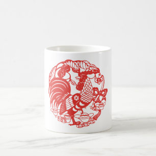 Café Caneca 2 do ano 2017 do galo de Papercut do chinê