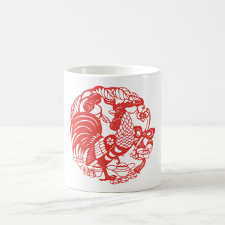 Café Caneca 2 do ano 2017 do galo de Papercut do chinês