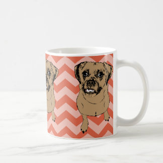 Café Caneca alaranjada monocromática lunática de Puggle