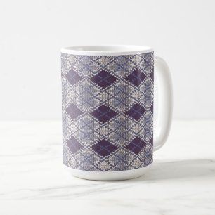 CAFÉ CANECA ALTA BRANCA DE MALHA PLUM ARGYLE