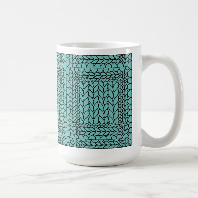Café Caneca Alta Branca TEAL de Tricô  (Direita)