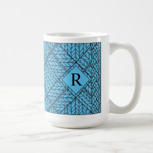 Café Caneca alta de malha argila azul + texto branco