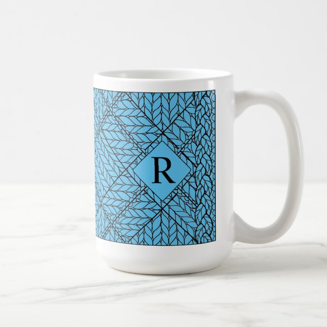 Café Caneca alta de malha argila azul + texto branco (Direita)