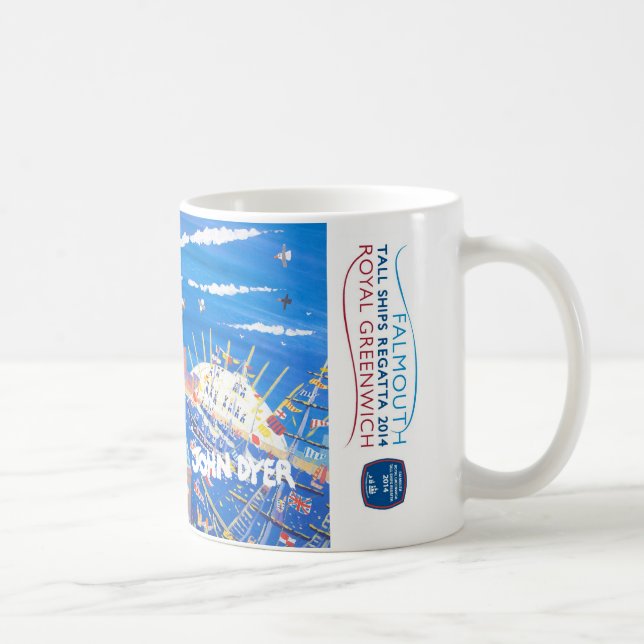 Café Caneca alta real da arte da regata dos navios de (Direita)