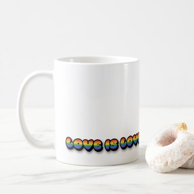 Café Caneca Arco-íris de Amor LGBTQ Amor é Amor (Com Donut)