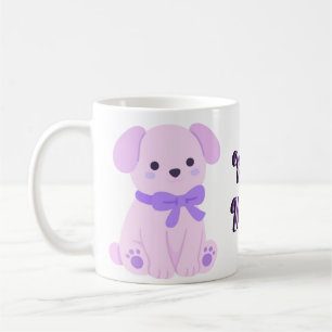 Café Caneca Arco-íris de Cachorrinho Sentado Fofa Kawai
