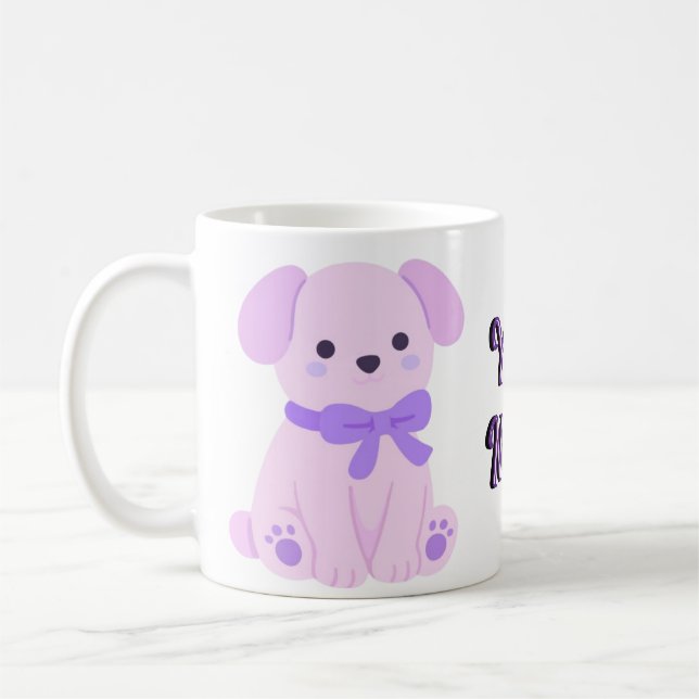 Café Caneca Arco-íris de Cachorrinho Sentado Fofa Kawai (Esquerda)