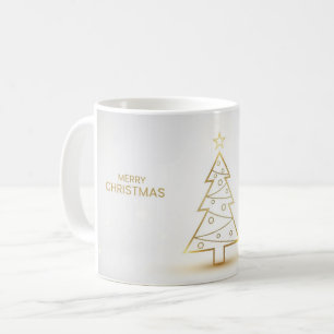 Café Caneca Árvore de Natal Dourada Minimalista