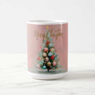 Café Caneca Árvore de Natal em Veludo Rosa