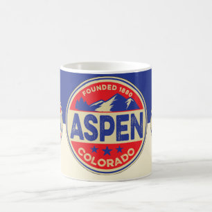Café Caneca Aspen Azul e Vermelho de Esqui