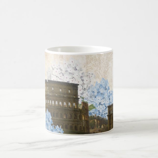 Café Caneca azul antiga do Hydrangea de Roma (Centro)
