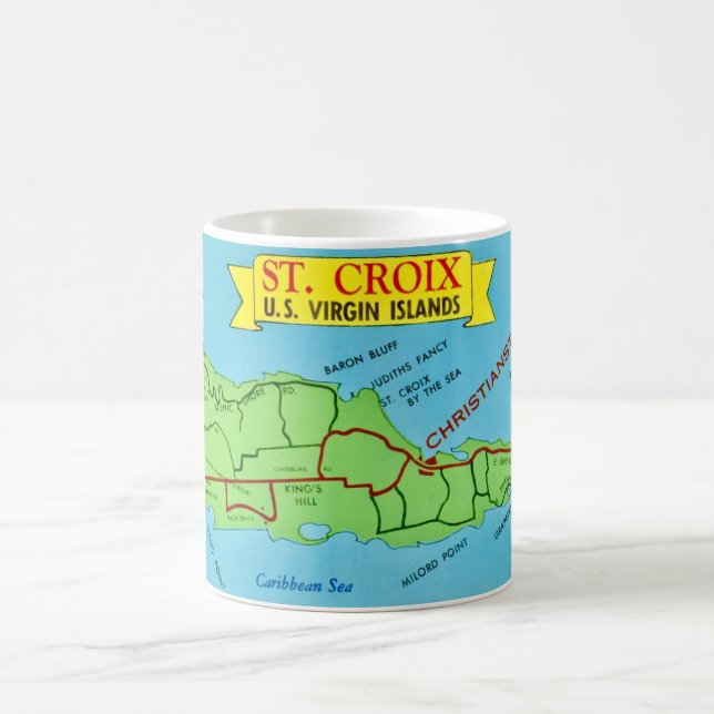 Café Caneca Azul com Mapa de St Croix (Centro)