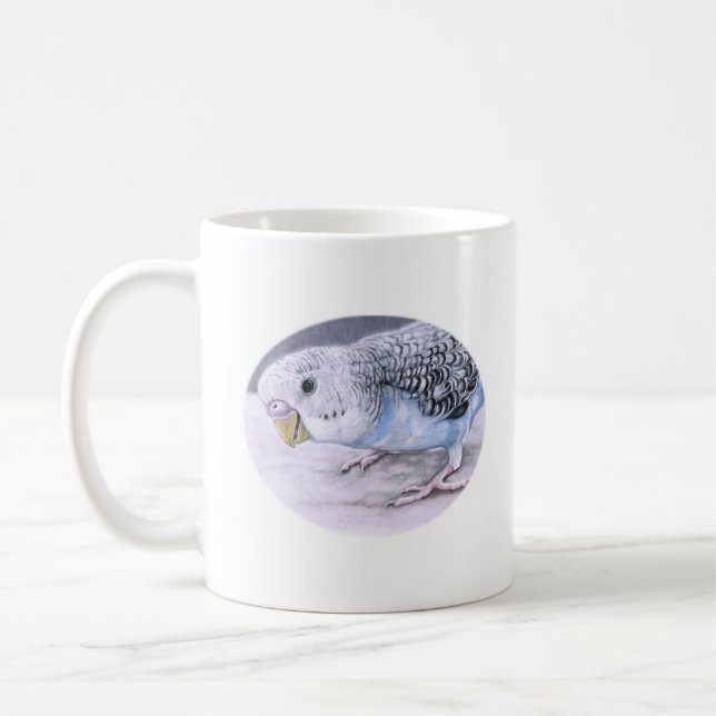 Café Caneca azul da arte do pássaro do Parakeet de (Esquerda)