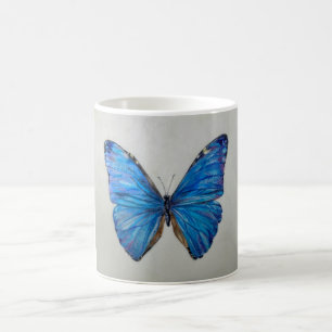 Café Caneca azul da borboleta de Morpho 14 onças