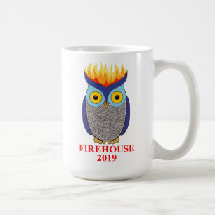 Café Caneca azul da coruja de FH