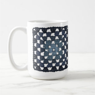 Café Caneca Azul de Crochê Quadrado Avó