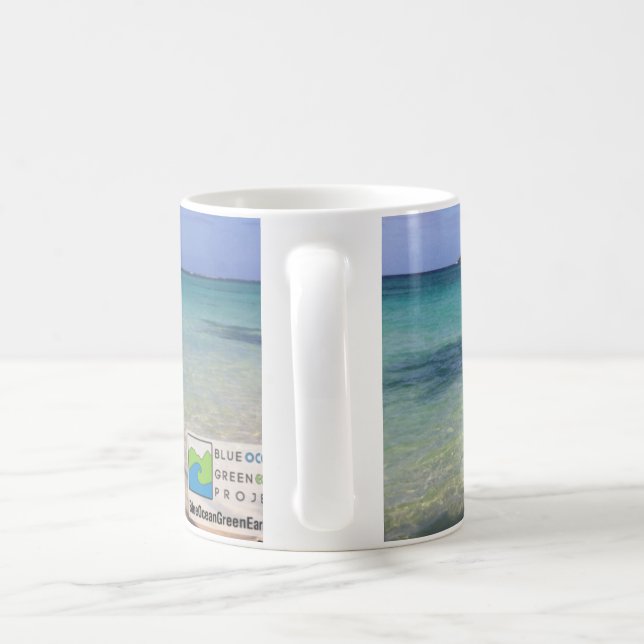 Café Caneca azul de Lanikai da terra verde do oceano (Alça)