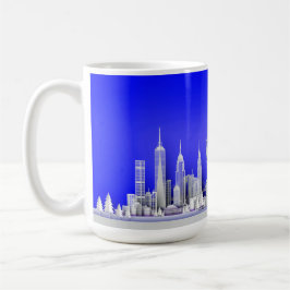 Café Caneca Azul de Natal sobre a Cidade de Nova York