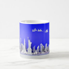 Café Caneca Azul de Natal sobre a Cidade de Nova York