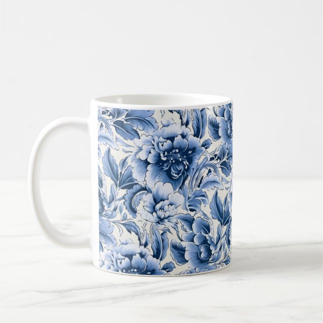 Café Caneca azul de toile francesa & toile de Jouy (Esquerda)