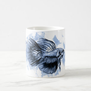 Café Caneca azul dos peixes de Betta