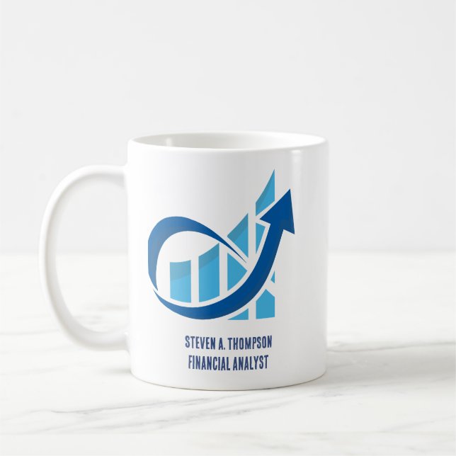 Café Caneca Azul Personalizada de Finanças (Esquerda)