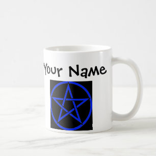 Café Caneca azul personalizada de Wiccan do Pentacle do