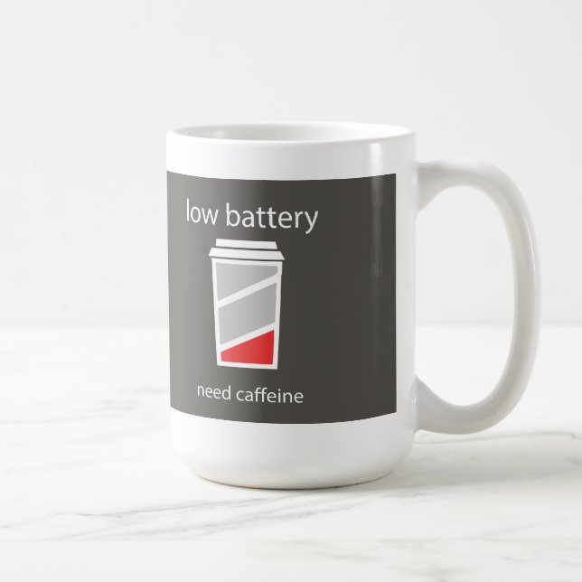 Café Caneca Bateria Baixa Precisa de Cafeína (Direita)