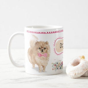 Café Caneca bonito da aguarela de Pomeranian