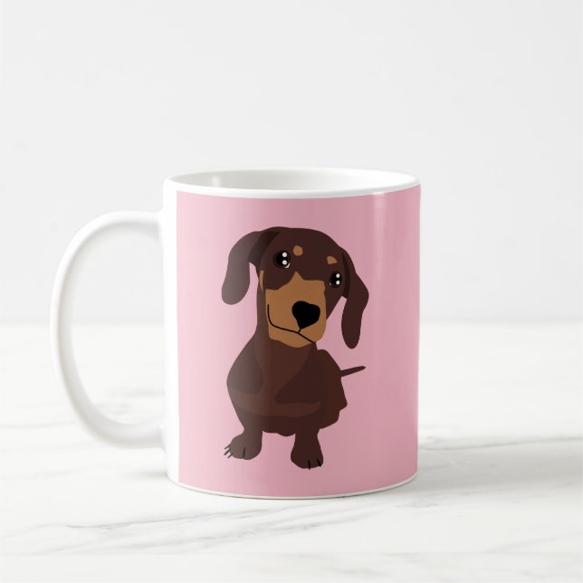 Café Caneca bonito do rosa do filhote de cachorro do (Esquerda)