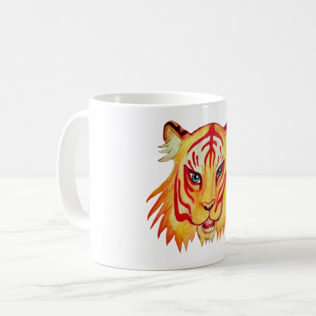 Café Caneca Branca Clássica 325 ml Desenho de Rosto de  (Frente Esquerda)