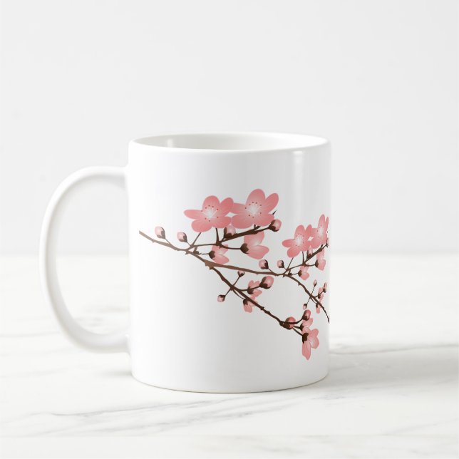 Café Caneca branca clássica da flor de cerejeira (Esquerda)