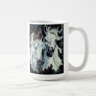 Café Caneca branca clássica de dois Arabians brancos