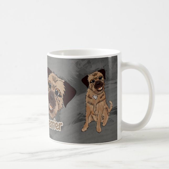 Café Caneca branca clássica do cão de Terrier de beira (Direita)