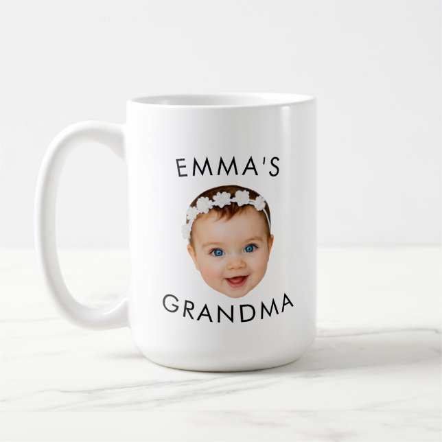 Café Caneca Branca com Foto de Bebê da Vovó da Emma (Esquerda)
