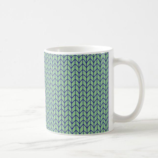 Café Caneca Branca de Tricô Verde Azul (Direita)