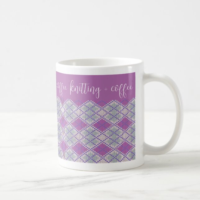 Café CANECA BRANCA "tricô + café" DE MALHA ARGYLE LILÁS (Direita)