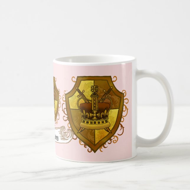Café Caneca Brasão de Armas Coroa Sobrenome (Direita)