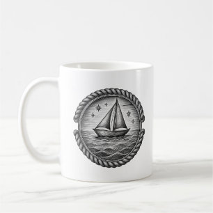 Café Caneca Bússola de Velho Barco à Vela – Oceano Náut