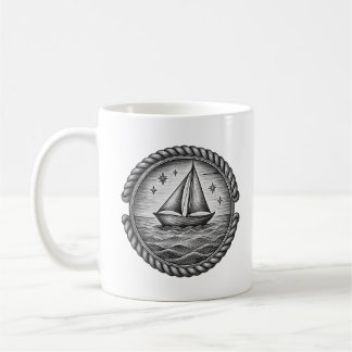 Café Caneca Bússola de Velho Barco à Vela – Oceano Náut