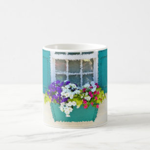 Café Caneca Caixa de Flores na Janela