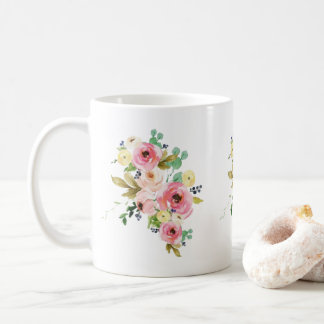 Café Caneca Cerâmica de Aquarela Floral