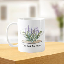 Caneca Citação de Leitura de Livro Flor de Lavanda