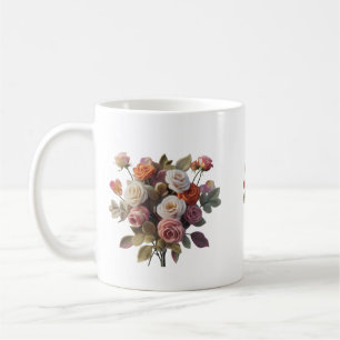 Café Caneca Clássica Bouquet de Lã Vintage   Arte de Ro